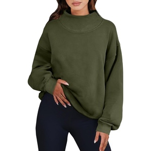 image:imageANRABESS Womens Mock Neck Sweatshirt Oversized PulloverOlive