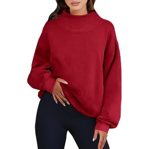 image:imageANRABESS Womens Mock Neck Sweatshirt Oversized PulloverRed