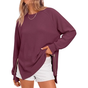 image:imageANRABESS Womens Oversized Crewneck Tunic SweatshirtBurgundy