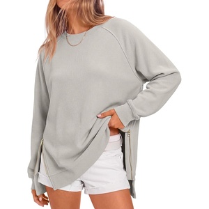 image:imageANRABESS Womens Oversized Crewneck Tunic SweatshirtGrey Apricot