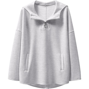image:imageANRABESS Womens Oversized Hoodies Quarter Zip PulloverLight Grey