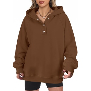 image:imageANRABESS Womens Oversized Hoodies V Neck Henley SweatshirtsCoffee