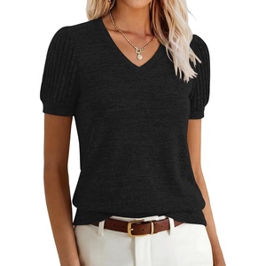image:imageANRABESS Womens Short Sleeve Sweaters Business Casual Tunic TopsBlack