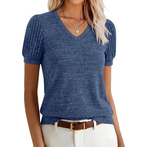 image:imageANRABESS Womens Short Sleeve Sweaters Business Casual Tunic TopsBlue