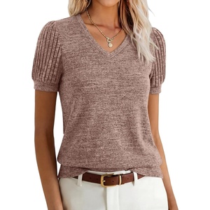 image:imageANRABESS Womens Short Sleeve Sweaters Business Casual Tunic TopsBurnt Tan
