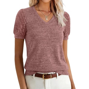 image:imageANRABESS Womens Short Sleeve Sweaters Business Casual Tunic TopsCoral