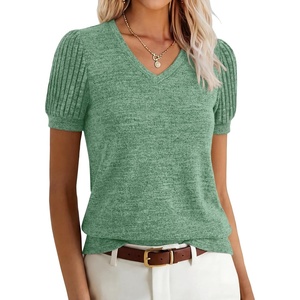 image:imageANRABESS Womens Short Sleeve Sweaters Business Casual Tunic TopsGreen