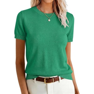 image:imageANRABESS Womens Short Sleeve Sweaters Wool BlendGreen