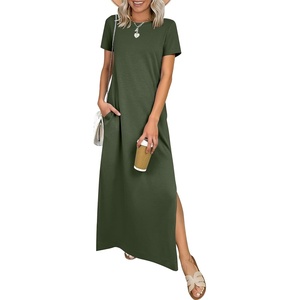 image:imageANRABESS Womens Summer Maxi Dresses Wrinkle Free with PocketsArmy Green