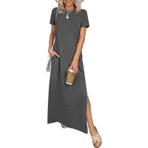 image:imageANRABESS Womens Summer Maxi Dresses Wrinkle Free with PocketsDeep Grey