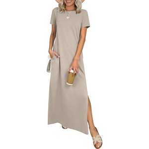 image:imageANRABESS Womens Summer Maxi Dresses Wrinkle Free with PocketsLight Khaki