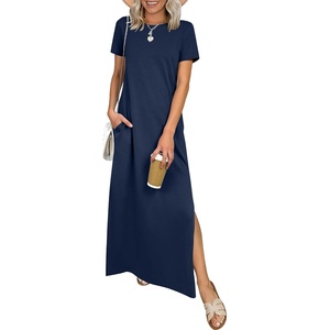 image:imageANRABESS Womens Summer Maxi Dresses Wrinkle Free with PocketsNavy Blue