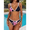 image:imageANRABESS Bikini Swimsuit Sets for Women Double Shoulder Straps Top Triangle Floral Two Piece Bathing Suit Beach SwimwearLily Flowers Black