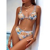 image:imageANRABESS Bikini Swimsuit Sets for Women Double Shoulder Straps Top Triangle Floral Two Piece Bathing Suit Beach SwimwearYellow House Print