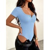 image:imageANRABESS Bodysuits for Women Summer Short Sleeve Scoop Neck Henley TopsSky Blue