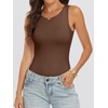 image:imageANRABESS Bodysuits for Women Summer Sleeveless Bodysuit Slim Fit Tank TopsBrown