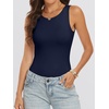 image:imageANRABESS Bodysuits for Women Summer Sleeveless Bodysuit Slim Fit Tank TopsNavy Blue