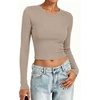 image:imageANRABESS Crop Top Long Sleeve Shirts for WomenLight Khaki