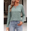 image:imageANRABESS Long Sleeve Shirts for Women Fall Metal Keyhole Neck Basic TopsFloral Green