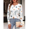 image:imageANRABESS Long Sleeve Shirts for Women Fall Metal Keyhole Neck Basic TopsFloral White
