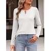 image:imageANRABESS Long Sleeve Shirts for Women Fall Metal Keyhole Neck Basic TopsWhite