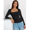 image:imageANRABESS Long Sleeve Shirts for Women Ribbed Square Neck TopsBlack