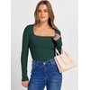 image:imageANRABESS Long Sleeve Shirts for Women Ribbed Square Neck TopsDeep Green