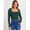 image:imageANRABESS Long Sleeve Shirts for Women Ribbed Square Neck TopsDeep Green