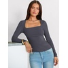 image:imageANRABESS Long Sleeve Shirts for Women Ribbed Square Neck TopsDeep Grey
