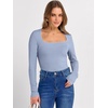 image:imageANRABESS Long Sleeve Shirts for Women Ribbed Square Neck TopsGray Blue