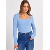 image:imageANRABESS Long Sleeve Shirts for Women Ribbed Square Neck TopsSky Blue