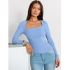 image:imageANRABESS Long Sleeve Shirts for Women Ribbed Square Neck TopsSky Blue
