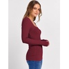 image:imageANRABESS Long Sleeve Shirts for Women Ribbed Square Neck TopsWine Red