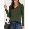 image:imageANRABESS Long Sleeve Shirts for Women Wrinkle Free V Neck Fall TopArmy Green