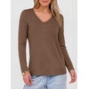 image:imageANRABESS Long Sleeve Shirts for Women Wrinkle Free V Neck Fall TopBrown