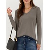 image:imageANRABESS Long Sleeve Shirts for Women Wrinkle Free V Neck Fall TopCoffee Grey