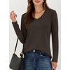 image:imageANRABESS Long Sleeve Shirts for Women Wrinkle Free V Neck Fall TopDark Brown