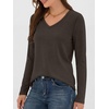 image:imageANRABESS Long Sleeve Shirts for Women Wrinkle Free V Neck Fall TopDark Brown