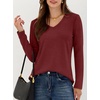 image:imageANRABESS Long Sleeve Shirts for Women Wrinkle Free V Neck Fall TopDark Red