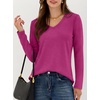image:imageANRABESS Long Sleeve Shirts for Women Wrinkle Free V Neck Fall TopHot Pink