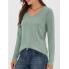 image:imageANRABESS Long Sleeve Shirts for Women Wrinkle Free V Neck Fall TopLight Green