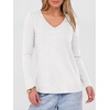 image:imageANRABESS Long Sleeve Shirts for Women Wrinkle Free V Neck Fall TopWhite