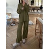 image:imageANRABESS Lounge Sets for Women 2 Piece Waffle Knit Sweater Set Fall OutfitsArmy Green