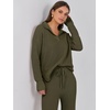 image:imageANRABESS Lounge Sets for Women 2 Piece Waffle Knit Sweater Set Fall OutfitsArmy Green