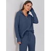 image:imageANRABESS Lounge Sets for Women 2 Piece Waffle Knit Sweater Set Fall OutfitsDeep Blue