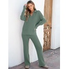 image:imageANRABESS Lounge Sets for Women 2 Piece Waffle Knit Sweater Set Fall OutfitsGreen