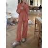 image:imageANRABESS Lounge Sets for Women 2 Piece Waffle Knit Sweater Set Fall OutfitsRust