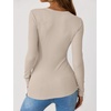 image:imageANRABESS Ribbed Henley Long Sleeve Shirts for WomenBeige