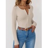 image:imageANRABESS Ribbed Henley Long Sleeve Shirts for WomenBeige