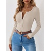 image:imageANRABESS Ribbed Henley Long Sleeve Shirts for WomenBeige